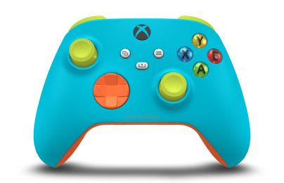 Xbox Wireless Controller - Body: Dragonfly Blue, D-Pads: Zest Orange, Thumbsticks: Electric Volt