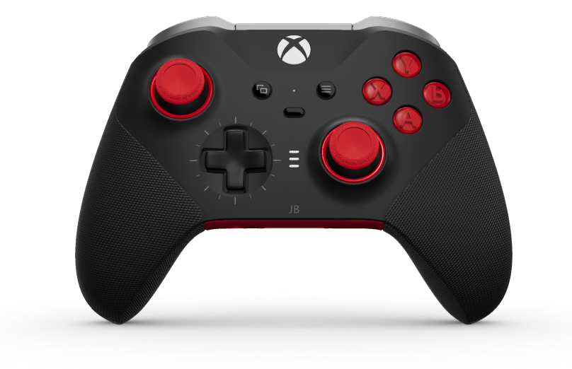 Xbox Elite Wireless Controller Series 2 - Core - Behuizing voorzijde: Carbonzwart + rubberen handvatten, D-pad: Cross, Carbon Black (Metal), Behuizing achterzijde: Pulsrood + rubberen handvatten