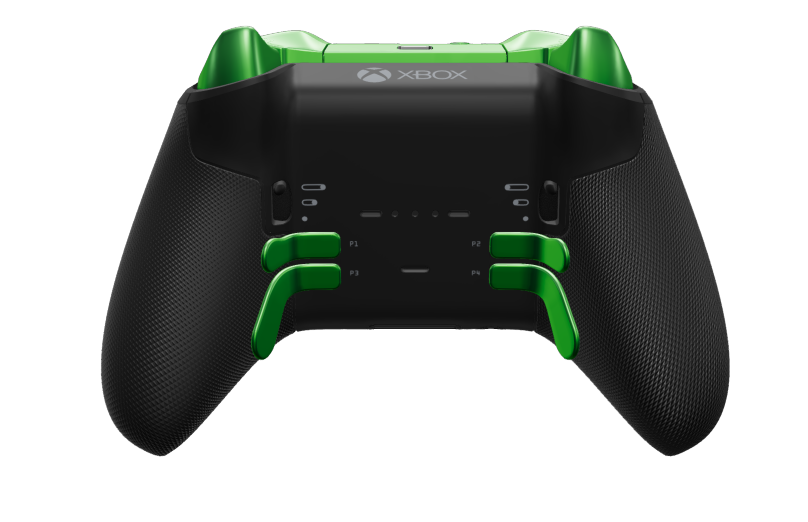 Xbox Elite Wireless Controller Series 2 - Core - Behuizing voorzijde: Carbonzwart + rubberen handvatten, D-pad: Gefacetteerd, fotonblauw (metaal), Behuizing achterzijde: Carbonzwart + rubberen handvatten