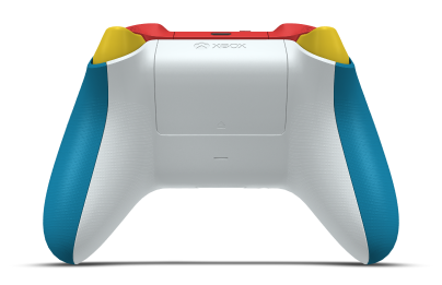 Controller with Mineral Blue body, Lighting Yellow D-pad, and Carbon Black thumbsticks - back view
