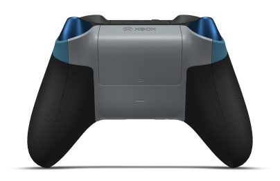 Controller with Mineral Camo body, Photon Blue (Metallic) D-pad, and Carbon Black thumbsticks - back view