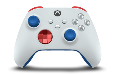 Xbox ワイヤレス コントローラー - Body: Robot White, D-Pads: Oxide Red (Metallic), Thumbsticks: Shock Blue