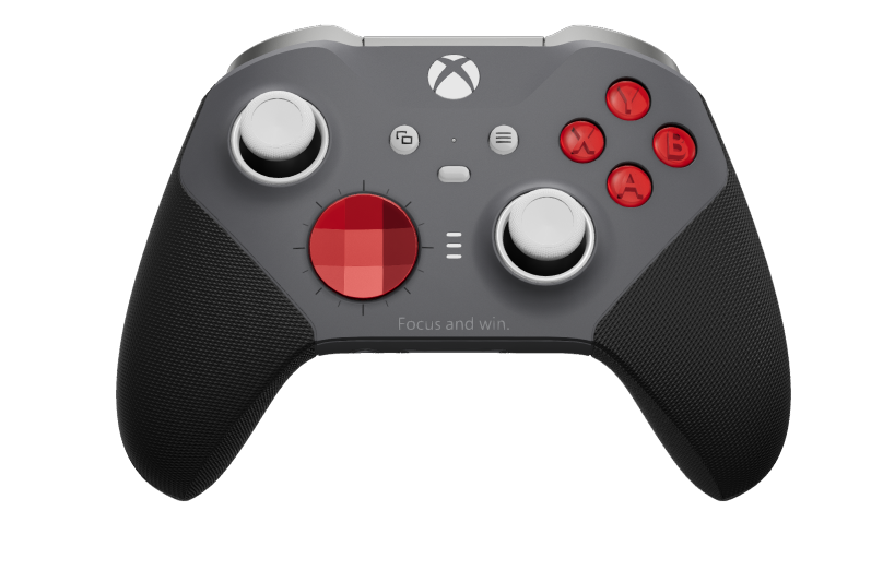 Xbox Elite ワイヤレスコントローラー シリーズ 2 - Core - Body: Storm Gray + Rubberized Grips, D-pad: Facet, Pulse Red (Metal), Back: Storm Gray + Rubberized Grips