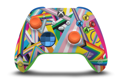 Xbox Wireless Controller - Body: Rainbow, D-Pads: Photon Blue (Metallic), Thumbsticks: Zest Orange