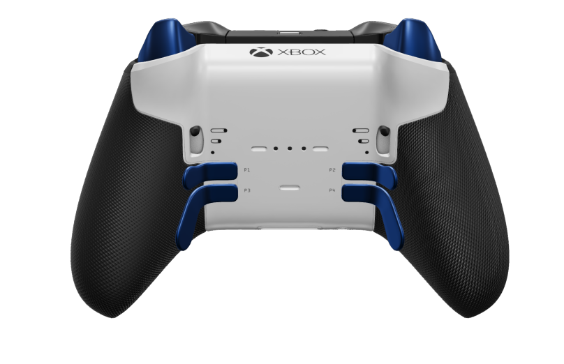 Xbox Elite Wireless Controller Series 2 – Core - Hoveddel: Robothvid + gummigreb, D-blok: Facetteret, fotonblå (metal), Bagside: Robothvid + gummigreb