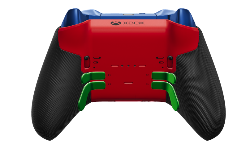 Xbox Elite Wireless Controller Series 2 - Core - Body: Pulse Red + Rubberized Grips, D-pad: Facet, Velocity Green (Metal), Back: Pulse Red + Rubberized Grips