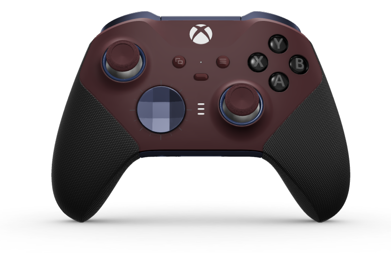 Xbox Elite Wireless Controller Series 2 - Core - Corps: Garnet Red + poignées caoutchoutées, BMD: À facettes, Midnight Blue (métal), Arrière: Midnight Blue + poignées caoutchoutées
