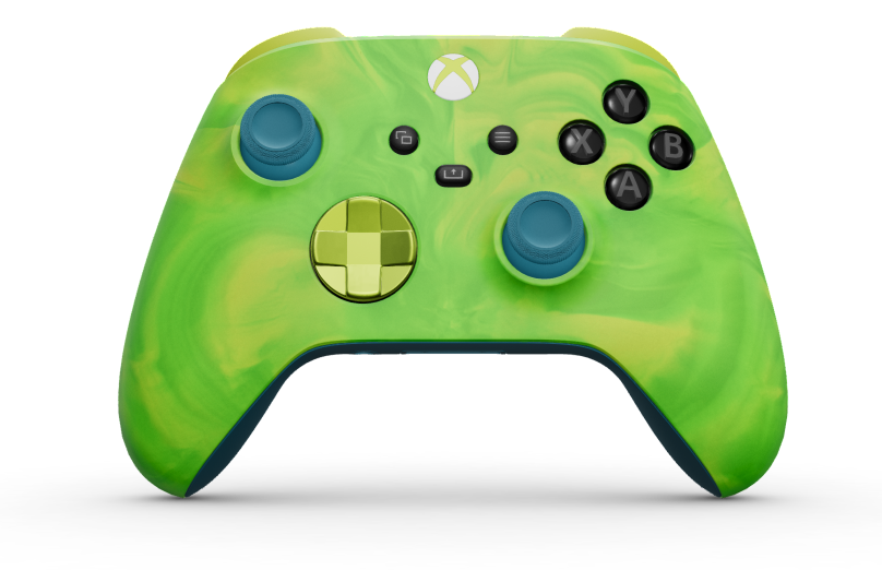 Xbox Wireless Controller - Telo: Electric Vapor, Smerové ovládače: Neónová zelená (metalická), Palcové ovládače: Minerálna modrá