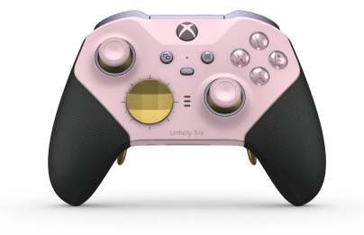 Xbox Elite Wireless Controller Series 2 - Core - Behuizing voorzijde: Zacht roze + rubberen handvatten, D-pad: Facet, Gold Matte (Metal), Behuizing achterzijde: Zacht roze + rubberen handvatten