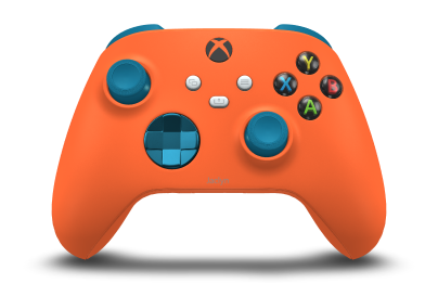 Xbox Wireless Controller - Body: Zest Orange, D-Pads: Mineral Blue (Metallic), Thumbsticks: Mineral Blue