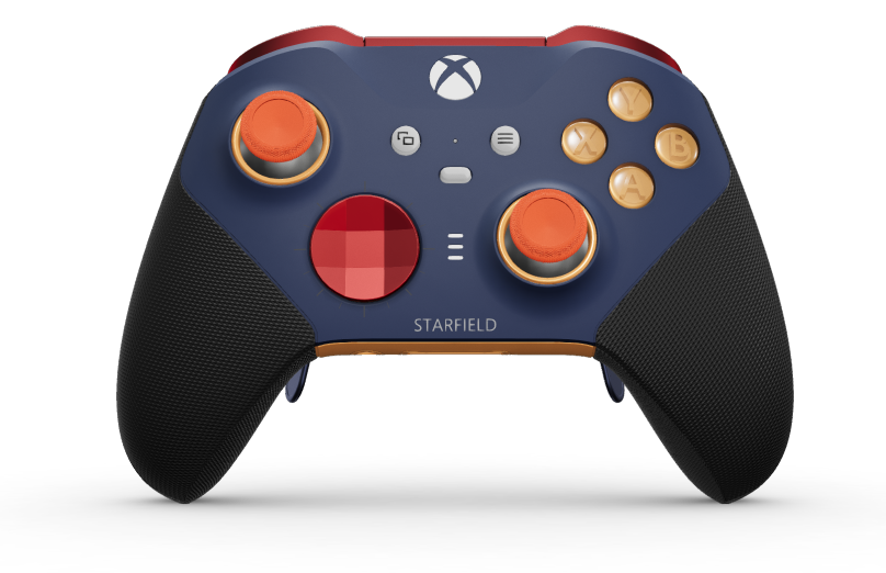 Xbox Elite Wireless Controller Series 2 - Core - Body: Midnight Blue + Rubberized Grips, D-pad: Facet, Pulse Red (Metal), Back: Soft Orange + Rubberized Grips