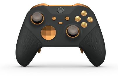 Mando inalámbrico Xbox Elite Series 2: básico - Body: Carbon Black + Rubberized Grips, D-pad: Facet, Soft Orange (Metal), Back: Carbon Black + Rubberized Grips