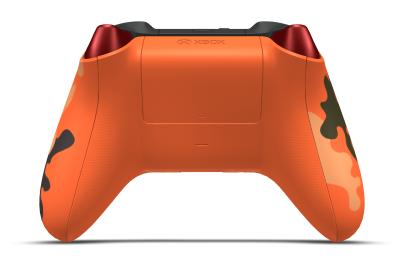 Controller with Blaze Camo body, Nocturnal Green (Metallic) D-pad, and Carbon Black thumbsticks - back view