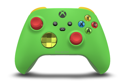 Xbox Wireless Controller - Hoveddel: Fartgrøn, D-blokke: Elektrisk volt (metallisk), Thumbsticks: Impulsrød