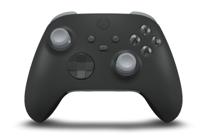 Controller with Carbon Black body, Carbon Black D-pad, and Ash Grey thumbsticks - front view