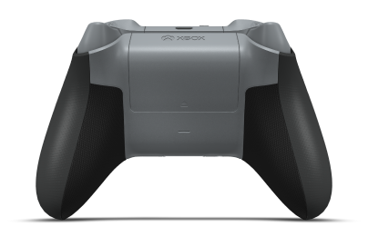 Controller with Carbon Black body, Carbon Black D-pad, and Ash Grey thumbsticks - back view