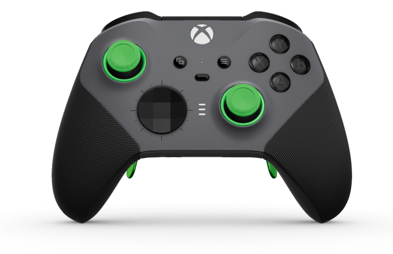 Xbox Elite Wireless Controller Series 2 - Core - Corps: Storm Gray + poignées caoutchoutées, BMD: À facettes, Carbon Black (métal), Arrière: Storm Gray + poignées caoutchoutées