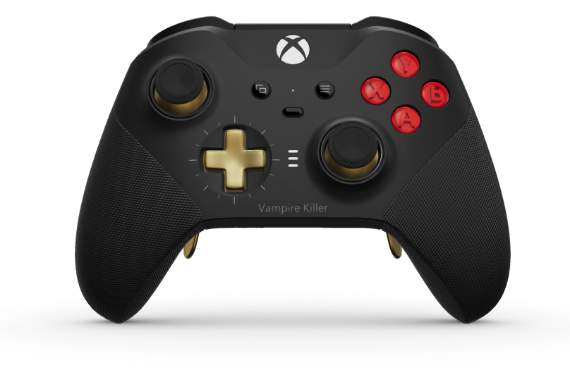 Xbox Elite Wireless Controller Series 2 – Core - Body: Carbon Black + Rubberized Grips, D-pad: Cross, Hero Gold (Metal), Back: Carbon Black + Rubberized Grips