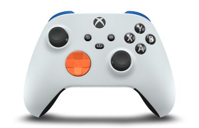 Xbox Wireless Controller - Korpus: Biel robota, Pady kierunkowe: Skórka pomarańczy, Drążki: Węglowa czerń