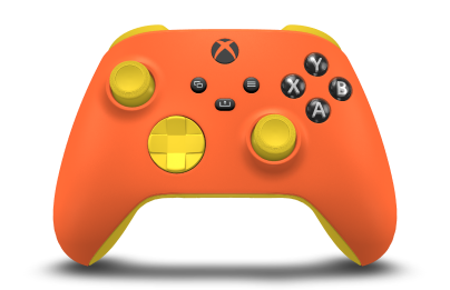 Xbox Wireless Controller - Hoofdtekst: Zest-oranje, D-Pads: Bliksemgeel, Duimsticks: Bliksemgeel
