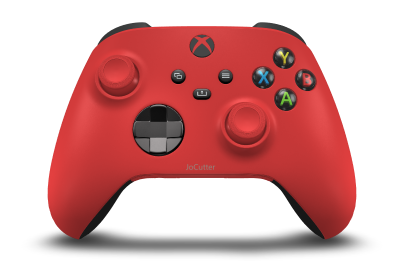 Controller with Pulse Red body, Abyss Black (Metallic) D-pad, and Pulse Red thumbsticks - front view