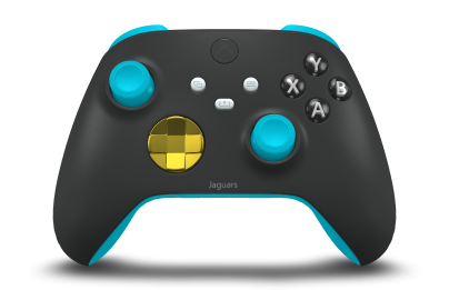 Xbox Wireless Controller - Corpo: Preto Carbono, Botões Direcionais: Dourado, Manípulos Analógicos: Azul Libélula
