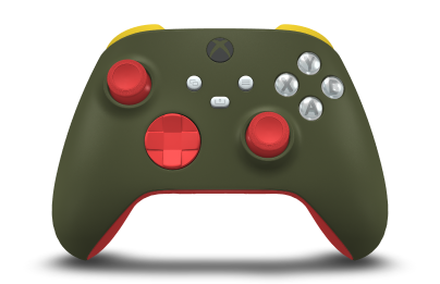 Xbox Wireless Controller - 機身: 夜間綠, 方向鍵: 脈衝紅, 搖桿: 脈衝紅