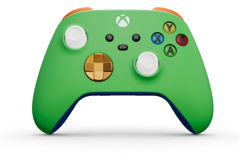 Xbox Wireless Controller - Hoveddel: Fartgrøn, D-blokke: Blød orange (metallisk), Thumbsticks: Robothvid