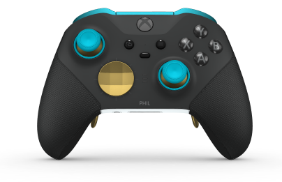 Xbox Elite Wireless Controller Series 2 - Core - Behuizing voorzijde: Carbonzwart + rubberen handvatten, D-pad: Facet, Gold Matte (Metal), Behuizing achterzijde: Robotwit + rubberen handvatten
