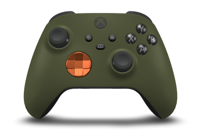 Xbox Wireless Controller - Korpus: Nocna zieleń, Pady kierunkowe: Skórka pomarańczy (metaliczny), Drążki: Węglowa czerń