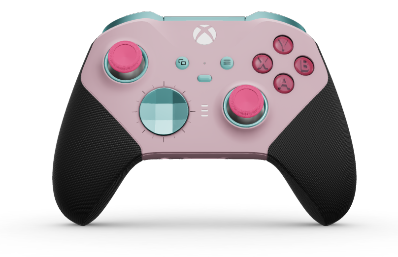 Xbox Elite ワイヤレスコントローラー シリーズ 2 - Core - 몸체: 소프트 핑크 + 고무 코팅 그립, 방향 패드: 패싯, 글레이셔 블루(메탈), 뒤로: 소프트 핑크 + 고무 코팅 그립