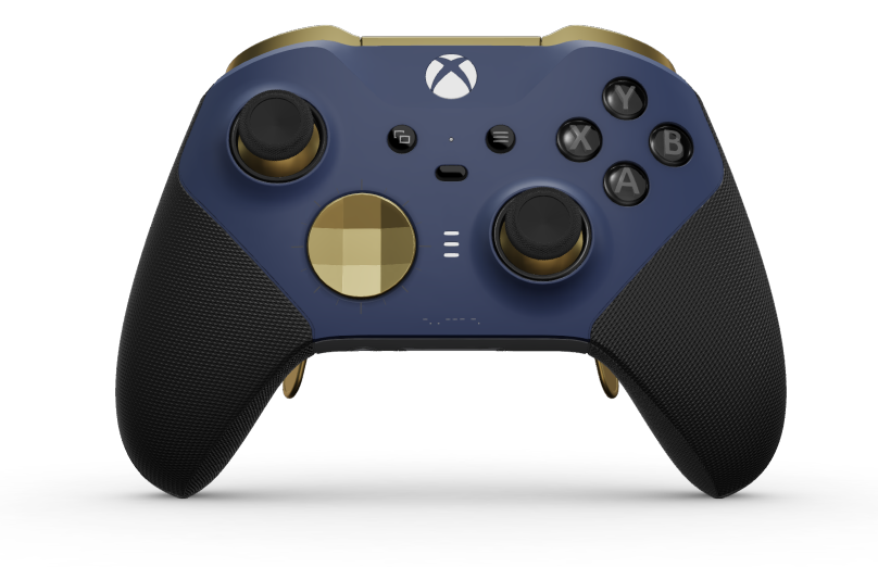 Xbox Elite Wireless Controller Series 2 - Core - 本體: 午夜藍 + 橡膠握把, 方向鍵: 多面向，英雄金 (金屬), 背面: 風暴灰 + 橡膠握把