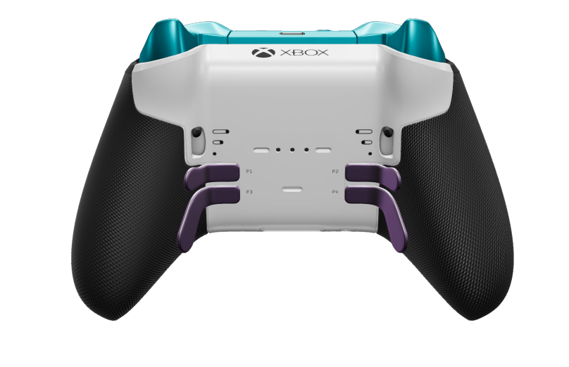 Xbox Elite Wireless Controller Series 2 - Core - Tělo: Bílá Robot White + pogumované rukojeti, Směrový ovladač: Broušený, Soft Purple (kov), Zadní strana: Bílá Robot White + pogumované rukojeti