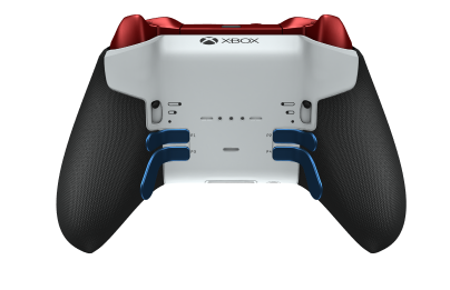 Xbox Elite ワイヤレスコントローラー シリーズ 2 - Core - Behuizing voorzijde: Shockblauw + rubberen handvatten, D-pad: Facet, Pulse Red (Metal), Behuizing achterzijde: Robotwit + rubberen handvatten