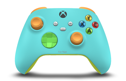 Xbox 無線控制器 - Cuerpo: Azul glaciar, Crucetas: Verde veloz, Palancas de mando: Naranja suave