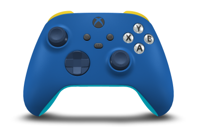 Xbox 無線控制器 - Corpo: Azul Choque, Botões Direcionais: Azul Noturno, Manípulos Analógicos: Azul Noturno