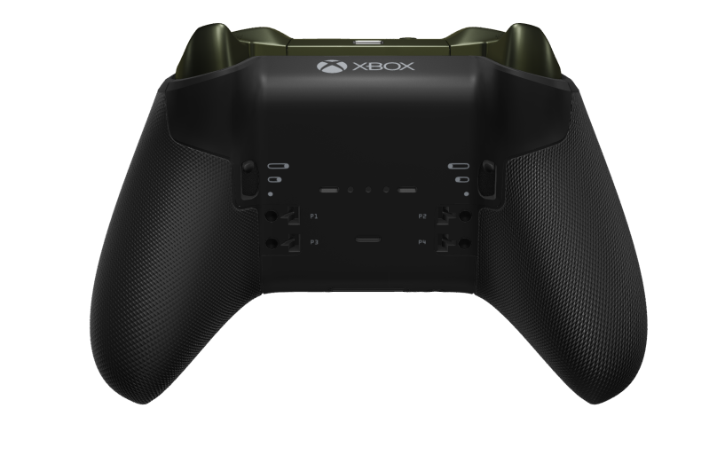 Xbox Elite Wireless Controller Series 2 - Core - Behuizing voorzijde: Carbonzwart + rubberen handvatten, D-pad: Gefacetteerd, nachtelijk groen (metaal), Behuizing achterzijde: Carbonzwart + rubberen handvatten