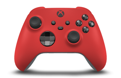 Controller with Pulse Red body, Abyss Black (Metallic) D-pad, and Carbon Black thumbsticks - front view