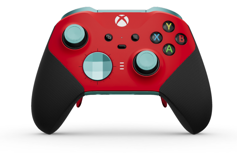 Xbox Elite Wireless Controller Series 2 - Core - Body: Pulse Red + Rubberized Grips, D-pad: Facet, Glacier Blue (Metal), Back: Glacier Blue + Rubberized Grips
