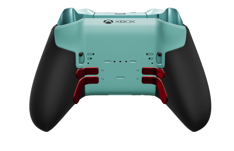 Xbox Elite Wireless Controller Series 2 - Core - Body: Pulse Red + Rubberized Grips, D-pad: Facet, Glacier Blue (Metal), Back: Glacier Blue + Rubberized Grips