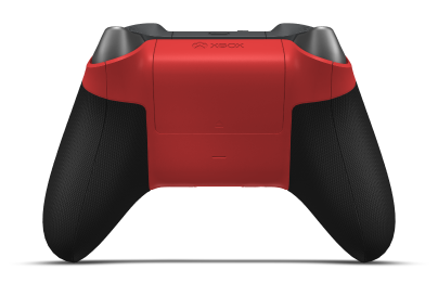 Controller with Pulse Red body, Bright Silver (Metallic) D-pad, and Storm Grey thumbsticks - back view