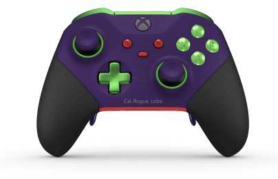 Xbox Elite Wireless Controller Series 2 - Core - 本體: 星雲紫 + 橡膠握把, 方向鍵: 十字形，疾速綠 (金屬), 背面: 脈衝紅 + 橡膠握把