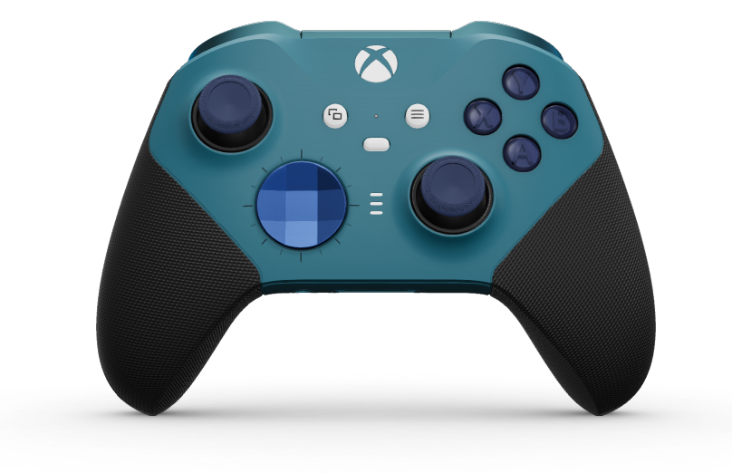 Xbox Elite Wireless Controller Series 2 - Core - Corps: Mineral Blue + poignées caoutchoutées, BMD: À facettes, Photon Blue (métal), Arrière: Mineral Blue + poignées caoutchoutées