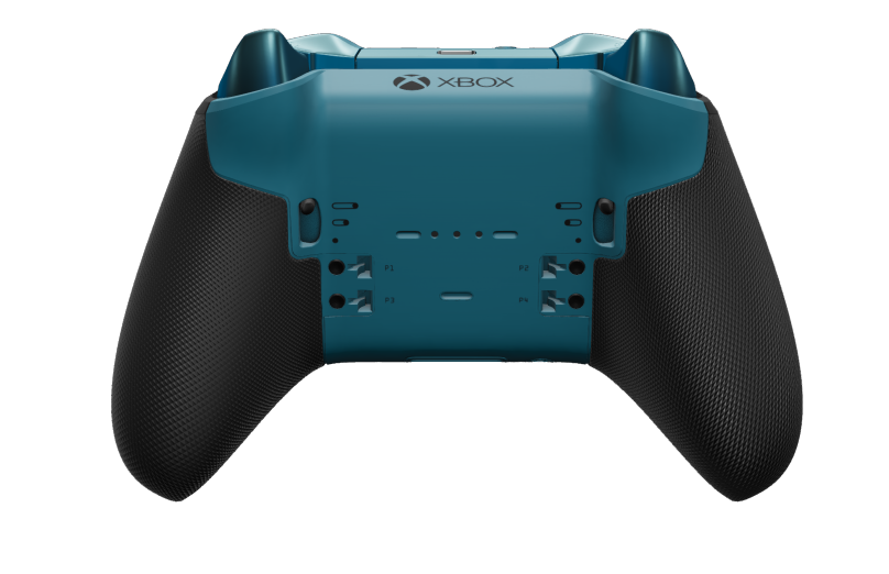 Xbox Elite Wireless Controller Series 2 - Core - Corps: Mineral Blue + poignées caoutchoutées, BMD: À facettes, Photon Blue (métal), Arrière: Mineral Blue + poignées caoutchoutées