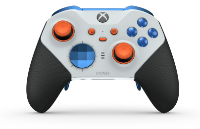 Xbox Elite Wireless Controller Series 2 - Core - 本体: Robot White + Rubberized Grips, D パッド: ファセット、フォトン ブルー (メタル), 背面: Robot White + Rubberized Grips