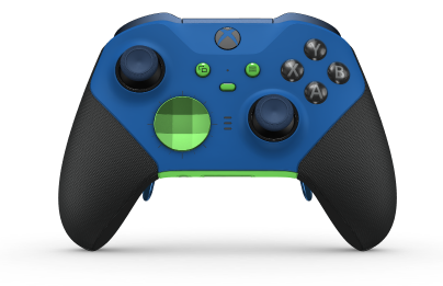 Xbox Elite Wireless Controller Series 2 - Core - Body: Shock Blue + Rubberized Grips, D-pad: Facet, Velocity Green (Metal), Back: Velocity Green + Rubberized Grips