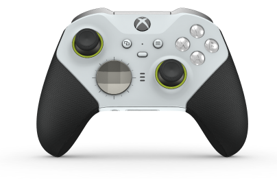 Xbox Elite ワイヤレスコントローラー シリーズ 2 - Core - Fremsida: Robot White + Rubberized Grips, Styrknapp: Facett, Bright Silver (Metall), Tillbaka: Robot White + Rubberized Grips