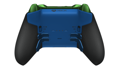Xbox Elite Wireless Controller Series 2 - Core - Korpus: Velocity Green + Rubberized Grips, Pad kierunkowy: Wersja wklęsła, kwantowy błękit (wariant metaliczny), Tył: Shock Blue + Rubberized Grips