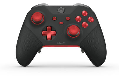 Xbox Elite Wireless Controller Series 2 - Core - Corpo: Preto Carbono + Pegas em Borracha, Botão Direcional: Cruz, Vermelho Forte (Metal), Traseira: Vermelho Forte + Pegas em Borracha