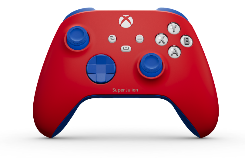 Xbox Wireless Controller - Body: Pulse Red, D-Pads: Shock Blue, Thumbsticks: Shock Blue